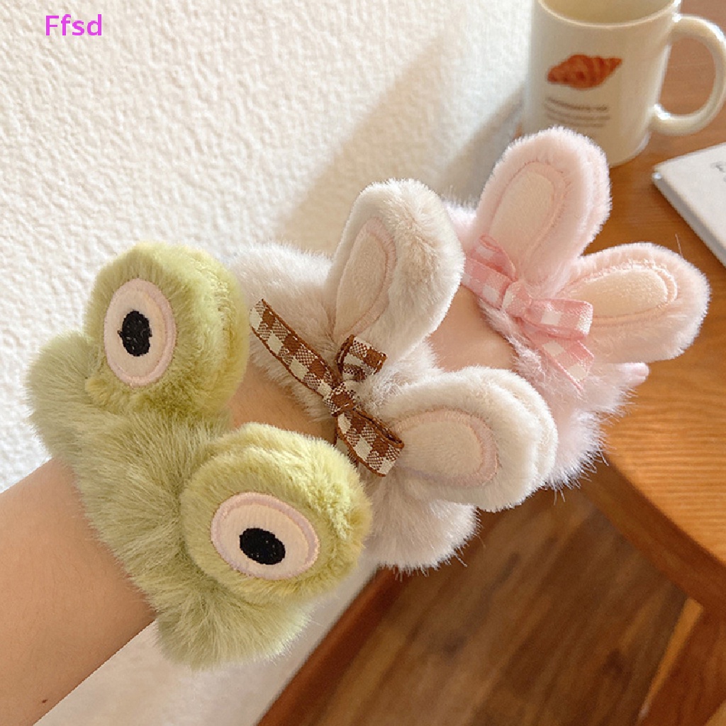 Băng Đô Tai Thỏ Bằng Da Cao Su Phối Lông Xinh Xắn Cho Bé Gái