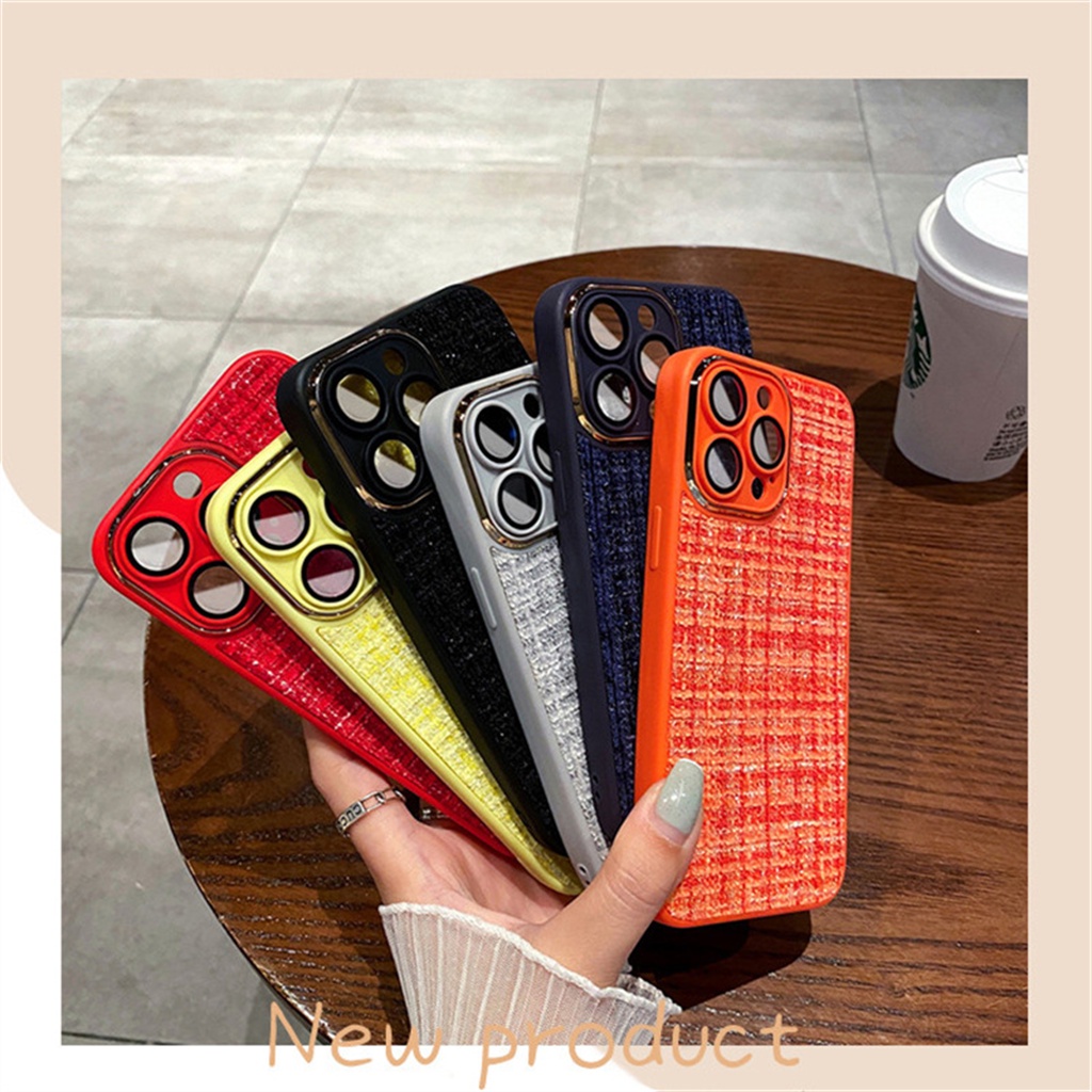 Ốp Điện Thoại iPhone 14 Pro Max Plus 13 11 12 Pro Max case 14 Plus pro max bảo vệ camera ốp lưng iphone 14 pm  Vải Viền Kim Loại Sang Trọng Chống Sốc Bảo Vệ camera Cho