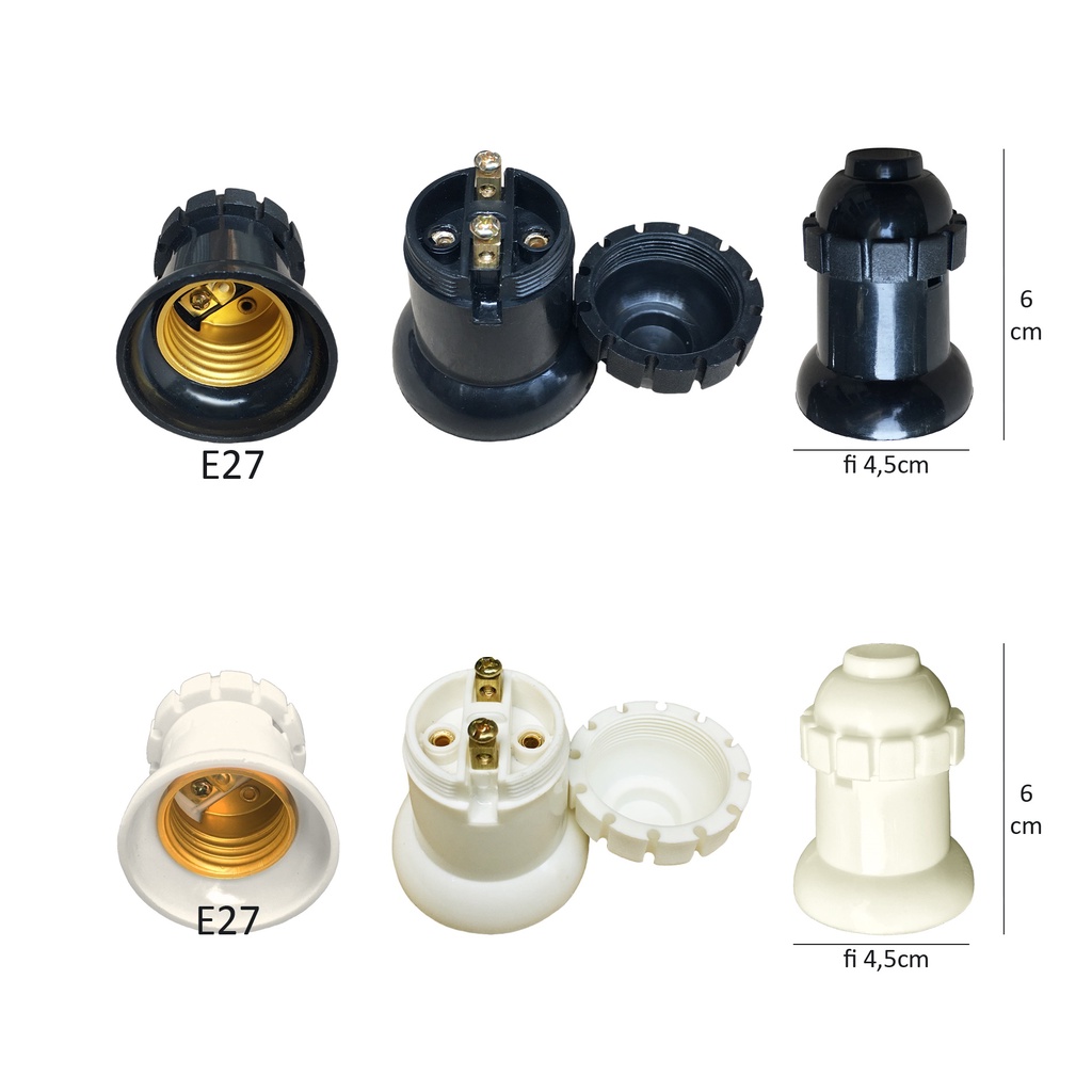 10 Đui chuôi đèn chống nước mưa E27 đuôi xoáy 27mm treo trang trí ngoài trời LH-ODx