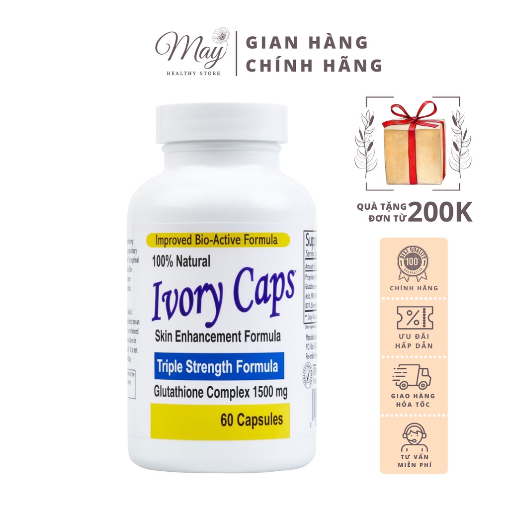 Viên Uống Trắng Da Ivory Caps Glutathione Complex 1500mg (Lọ 60 Viên)