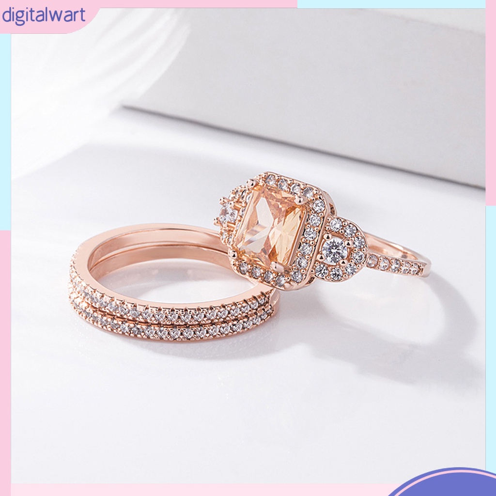 Set 2 Nhẫn Hợp Kim Đính Đá Pha Lê Nhân Tạo Thời Trang Dành Cho Nữ