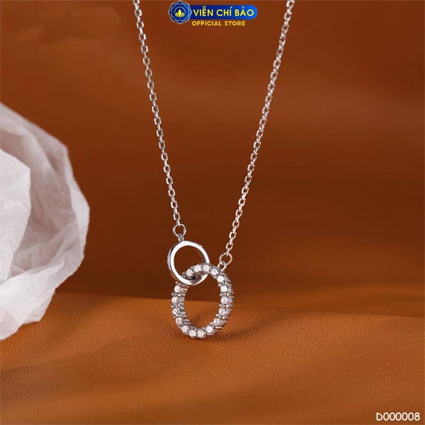 Dây chuyền tròn đôi chất liệu bạc Ý thời trang phụ kiện trang sức nữ Viễn Chí Bảo D000008-B