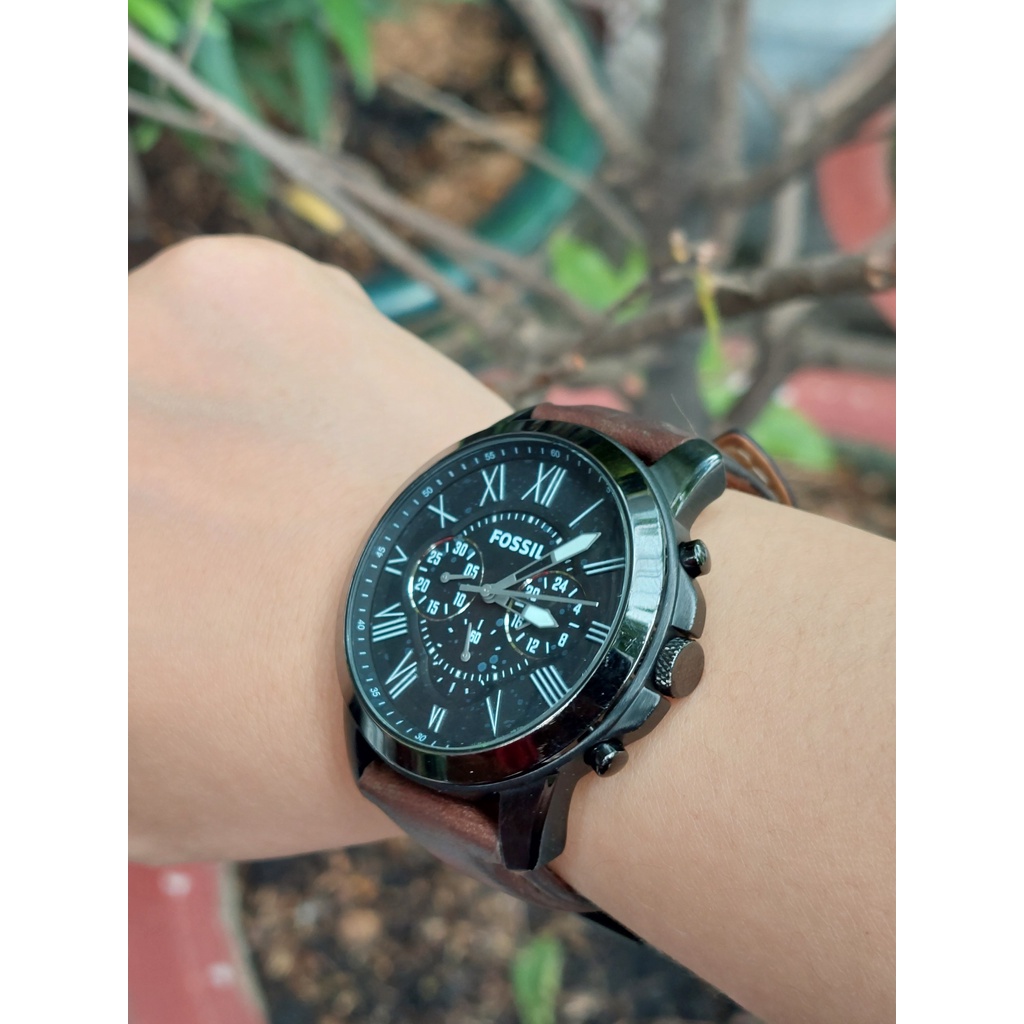 Đồng hồ nam Fossil 6 kim mặt đen chạy pin hàng Si
