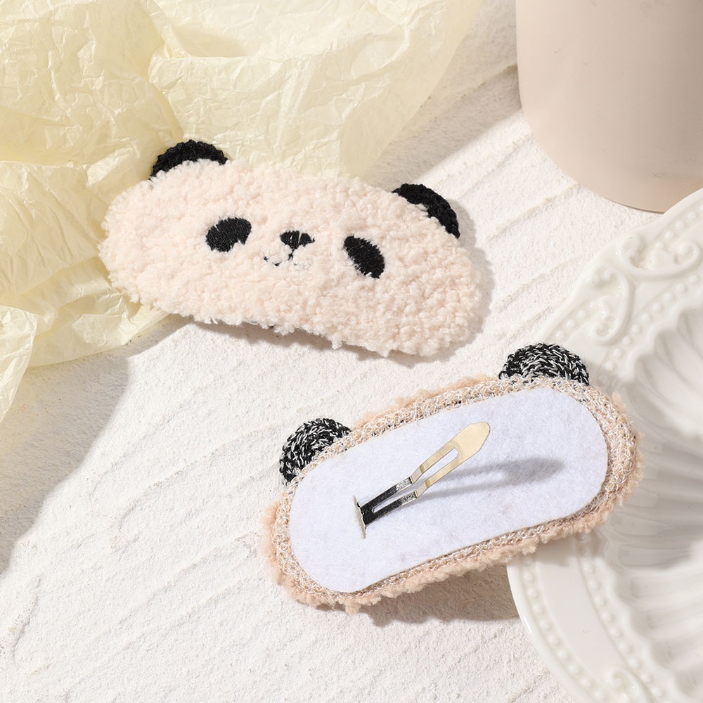 Kẹp Tóc Hình Gấu Trúc Bằng Lông Nhung Dễ Thương Xinh Xắn Cho Bé Gái Giá Đỡ