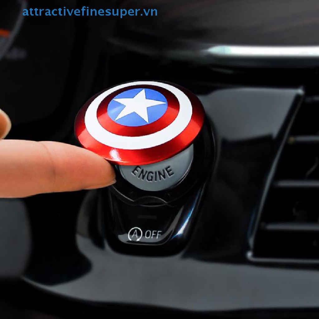Vỏ Bọc Nút Công Tắc Khởi Động Xe Hơi Hình Captain America