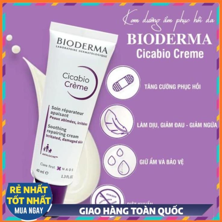 Kem dưỡng Bioderma phục hồi da cải thiện da tổn thương do mụn, peel, lăn kim  Cicabio Crème 40ml /