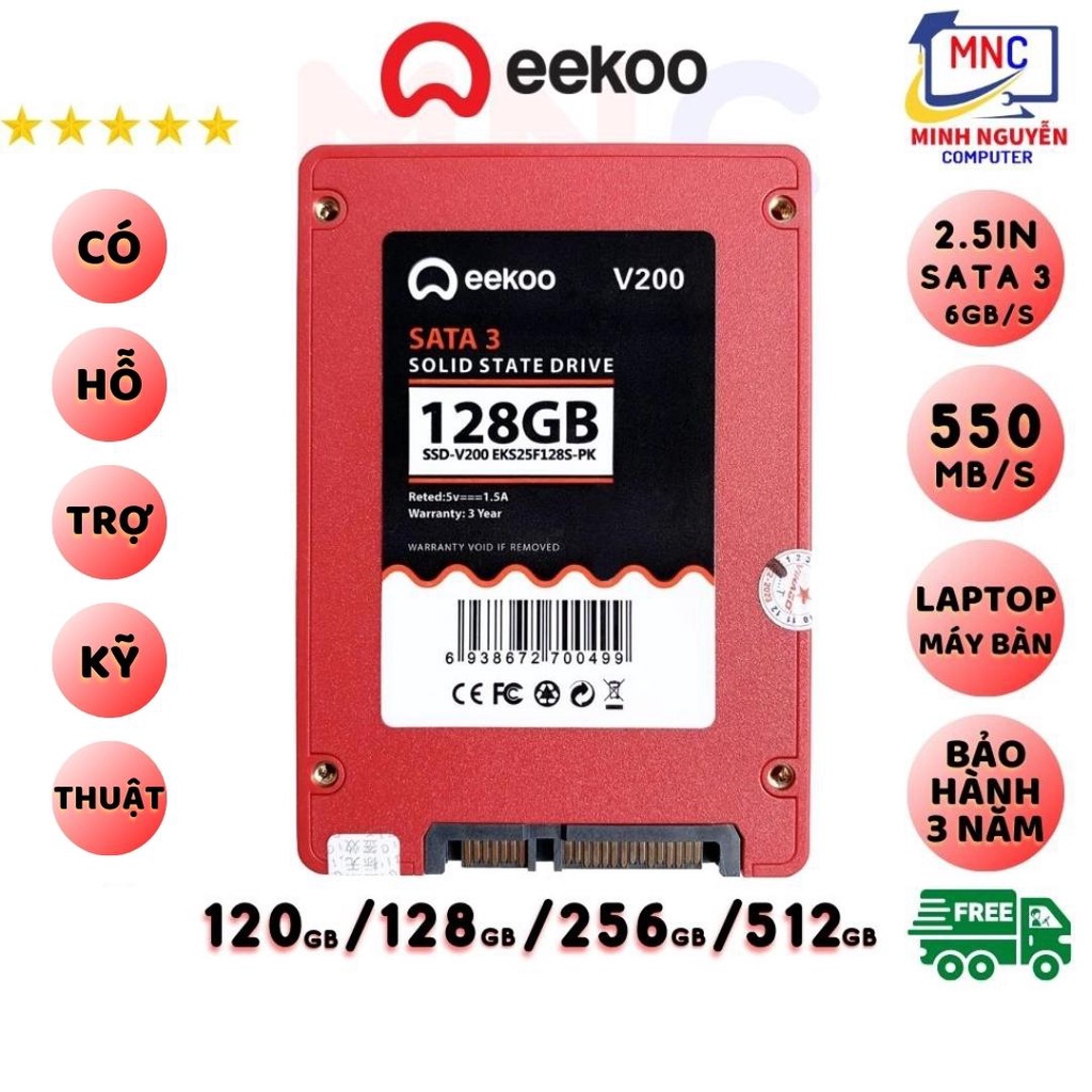 Ssd 120gb, ổ cứng ssd 128gb, 256gb eekoo 2.5 sata III, BH 3 năm