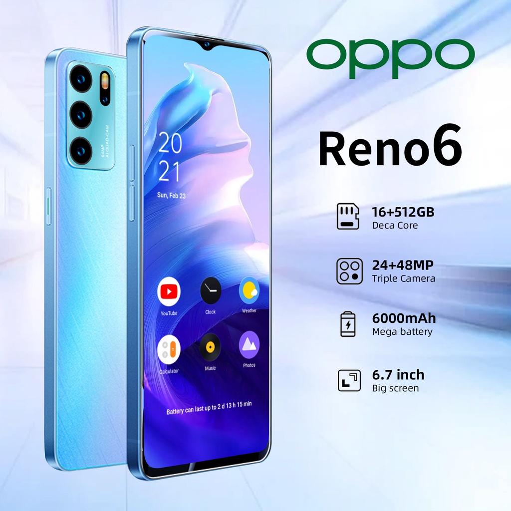 Điện thoại giá rẻ 0PPQ RENO6 5G (16GB/512GB) Điện thoại chơi game Android gốc mới zalo Google
