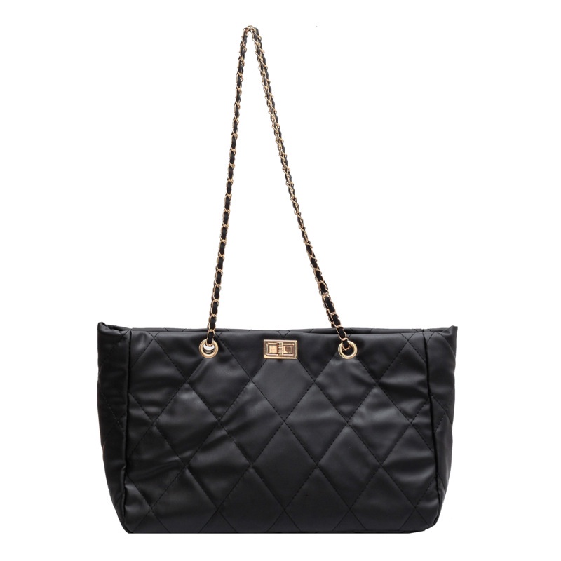 Túi Xách Cỡ Lớn Màu Trơn Họa Tiết Hình Thoi Phong Cách Retro Thời Trang Cho Nữ Màu Sắc