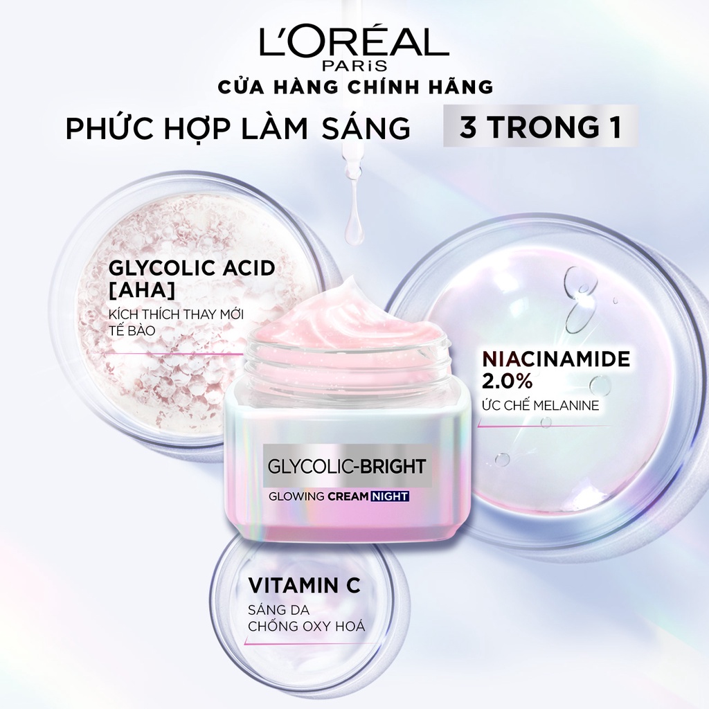 Bộ kem ngày đêm sáng da tức thì Glycolic Bright & 2 Serum cấp ẩm L'Oreal Paris | BigBuy360 - bigbuy360.vn