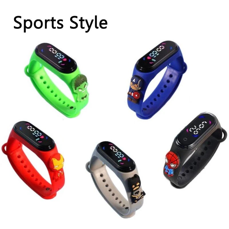 Đồng Hồ Chiếu Kỹ Thuật Số Nắp Lật Hình Spiderman Iron Man Marvel Quà Tặng Cho Bé Trai