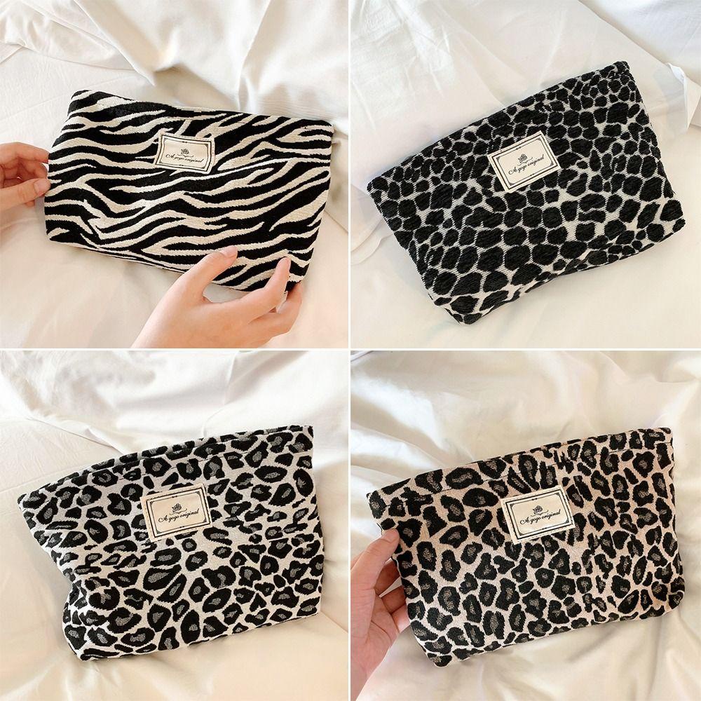 EBINLANDS Túi Đựng Đồ Trang Điểm Họa Tiết Da Báo