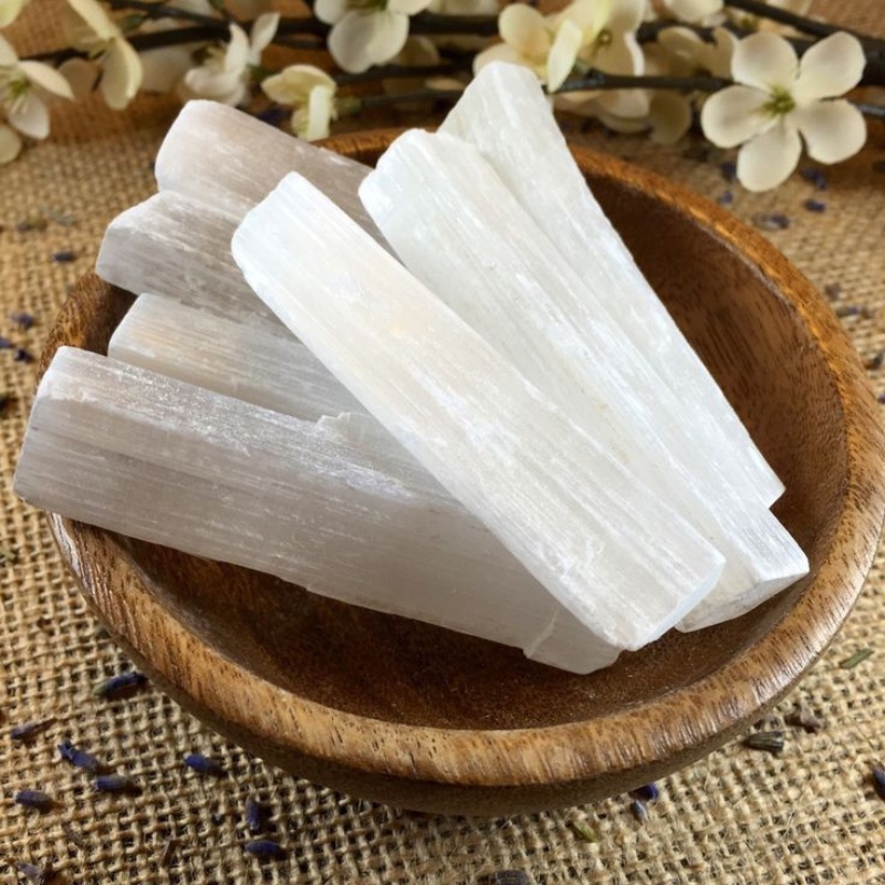 Đá Thanh Tẩy SELENITE, Đá bảo vệ không gian, Thanh 10-12cm