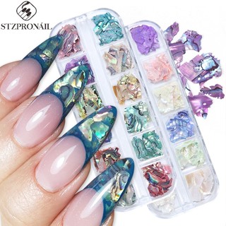 Hộp 12 Ngăn Vỏ Sò Đính Móng Tay Lấp Lánh
