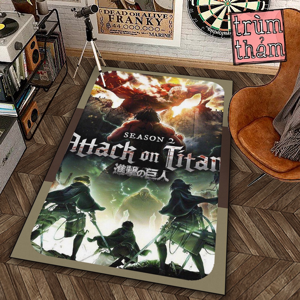 Thảm Trang Trí Attack On Titan Đại Chiến Titan Tường Thành Decor Góc Học Tập Làm Việc Phòng Ngủ Phòng Khách Văn Phòng