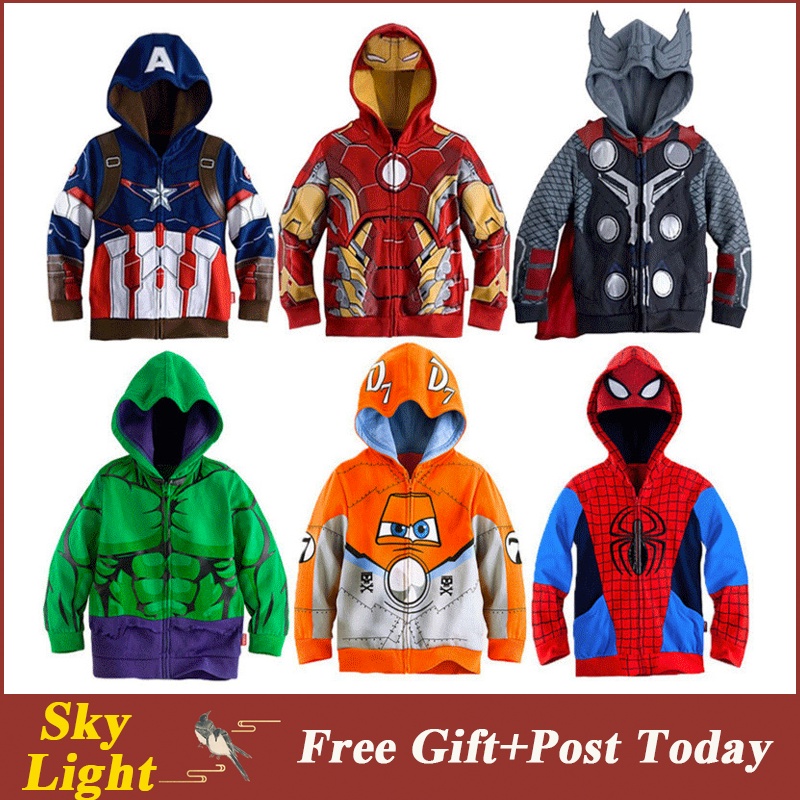 Áo Khoác Hoodie Có Khóa Kéo Hóa Trang Nhân Vật Hoạt Hình The Avengers Cho Bé Trai