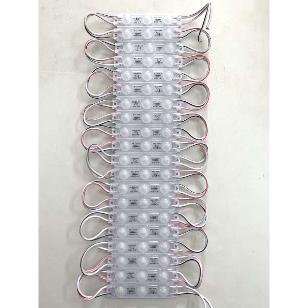 Thanh LED Module 3 mắt 6313 12V 1.5W chống nước trang trí bảng hiệu ngoài trời, dây 20 thanh 3 bóng