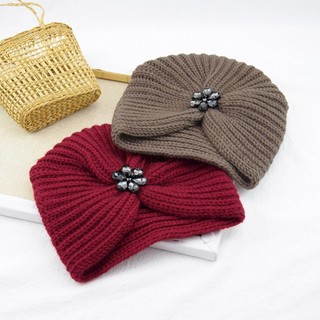 Mũ len beanie đính hoa đá pha lê