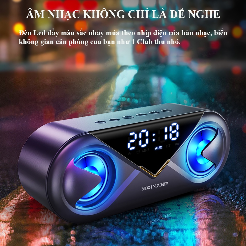 Loa bluetooth mini không dây đa năng tích hợp loa kép bass cực chất, thẻ nhớ, báo thức màn hình led full HD. BH 2 năm | BigBuy360 - bigbuy360.vn