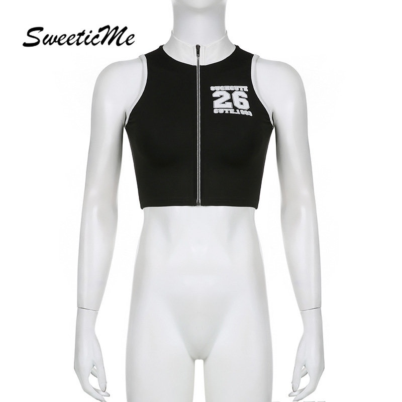 Áo Sát Nách Dáng Ôm Phối Khóa Kéo Thời Trang 2023 Cho Nữ