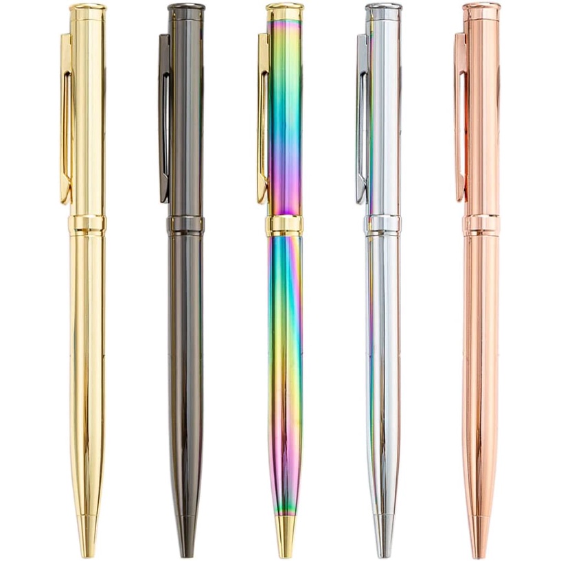 Set 5 Bút Bi Mực Đen Ngòi 1.0mm Có Thể Thu Gọn Tiện Dụng