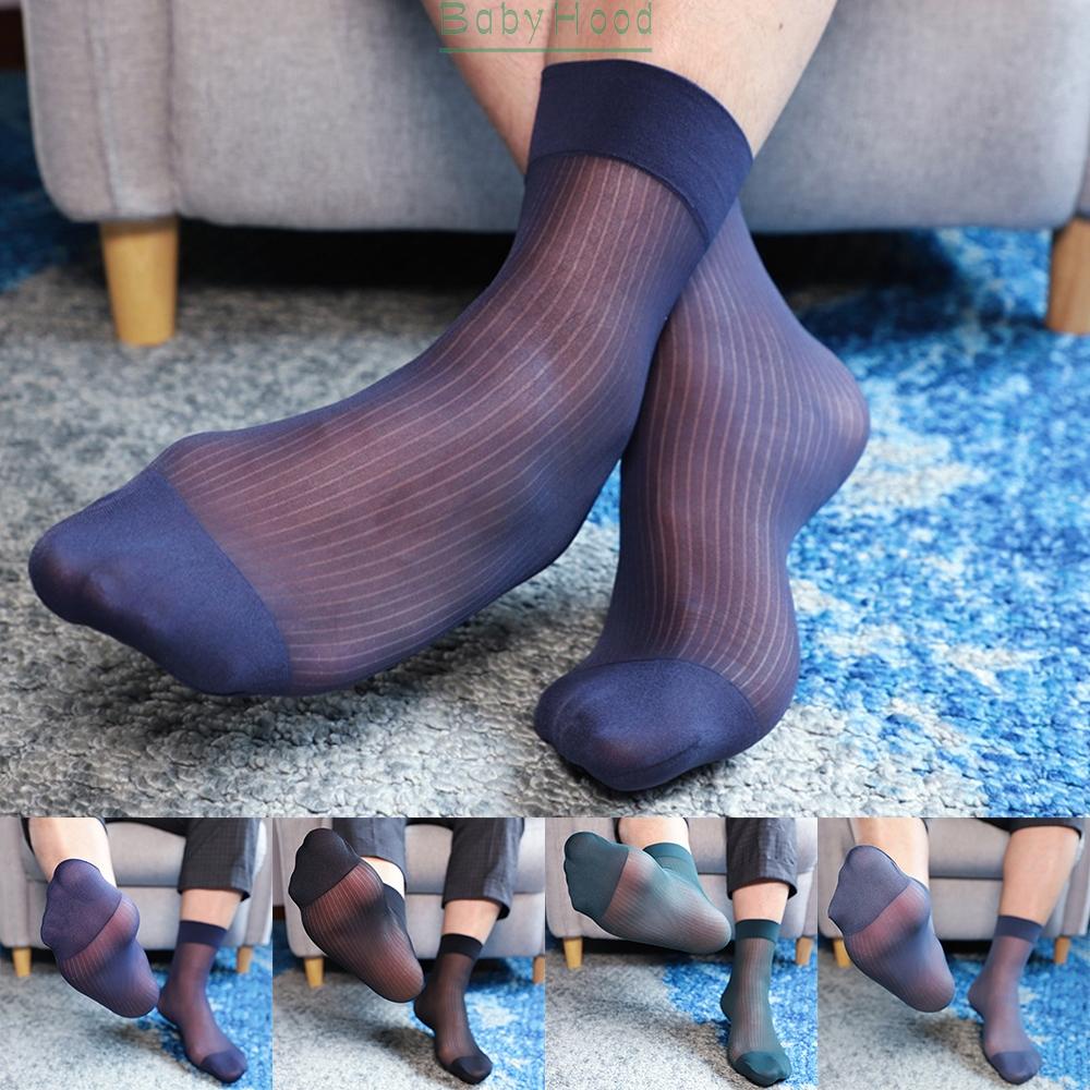 Socks Wide Striped Breathable Business Dress See Through Sheer Stocking#BBHOOD