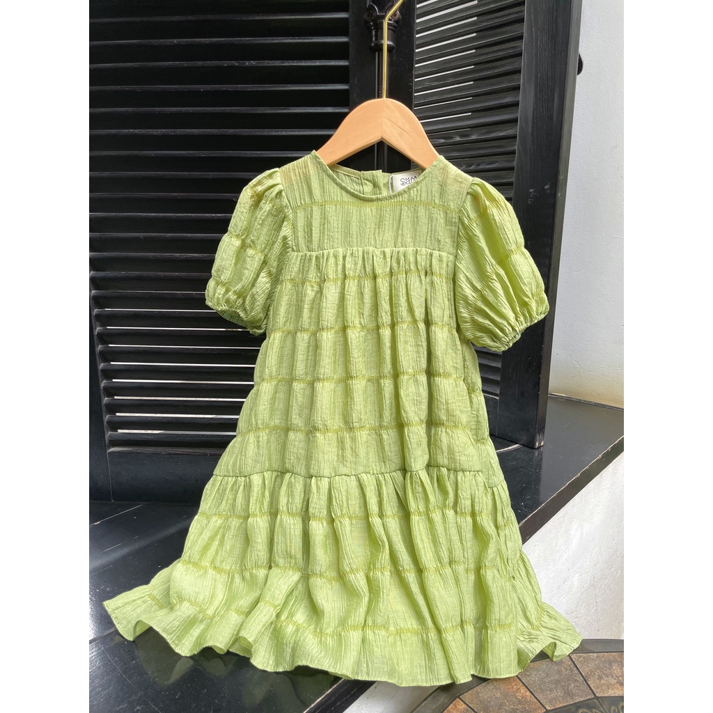 Váy Babydoll Maxi Vải Nhún Có Lớp Lót Siêu Xinh Cho Bé Gái Đi Chơi Đi Biển