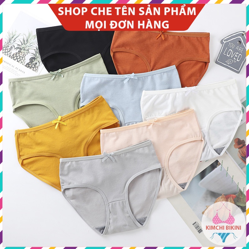 Quần silit nữ vải cotton mềm đính nơ điệu đà KIMCHIBIKINI Quần sịp nữ chống viêm dễ thương QL073