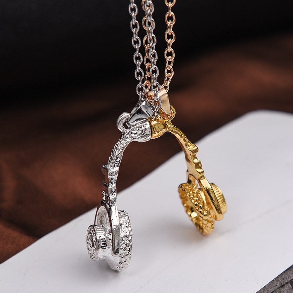 1 Cặp Vòng cổ Kim Loại Mặt Hình Tai Nghe Đơn Giản Sáng Tạo Phong Cách Hip hop Dành Cho Nam Nữ