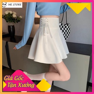 Chân váy xoè cột dây 2 bên sườn cạp cao có quần trong vải chéo hàn cao cấp phong cách hàn quốc