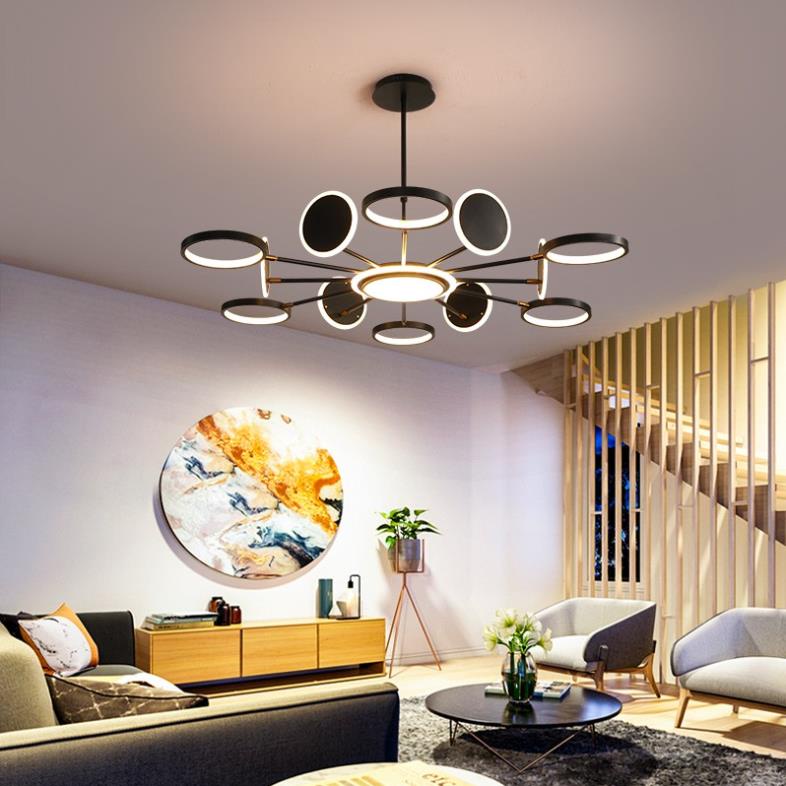 Đèn thả trần cao cấp 12 bóng kiểu dáng sang trọng, 3 chế độ ánh sáng; đèn thả trang trí phòng khách; đèn LED 3 ánh sáng