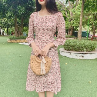 ĐẦM HOA NHÍ ĐỎ VOAN PHỐI REN TIỂU THƯ