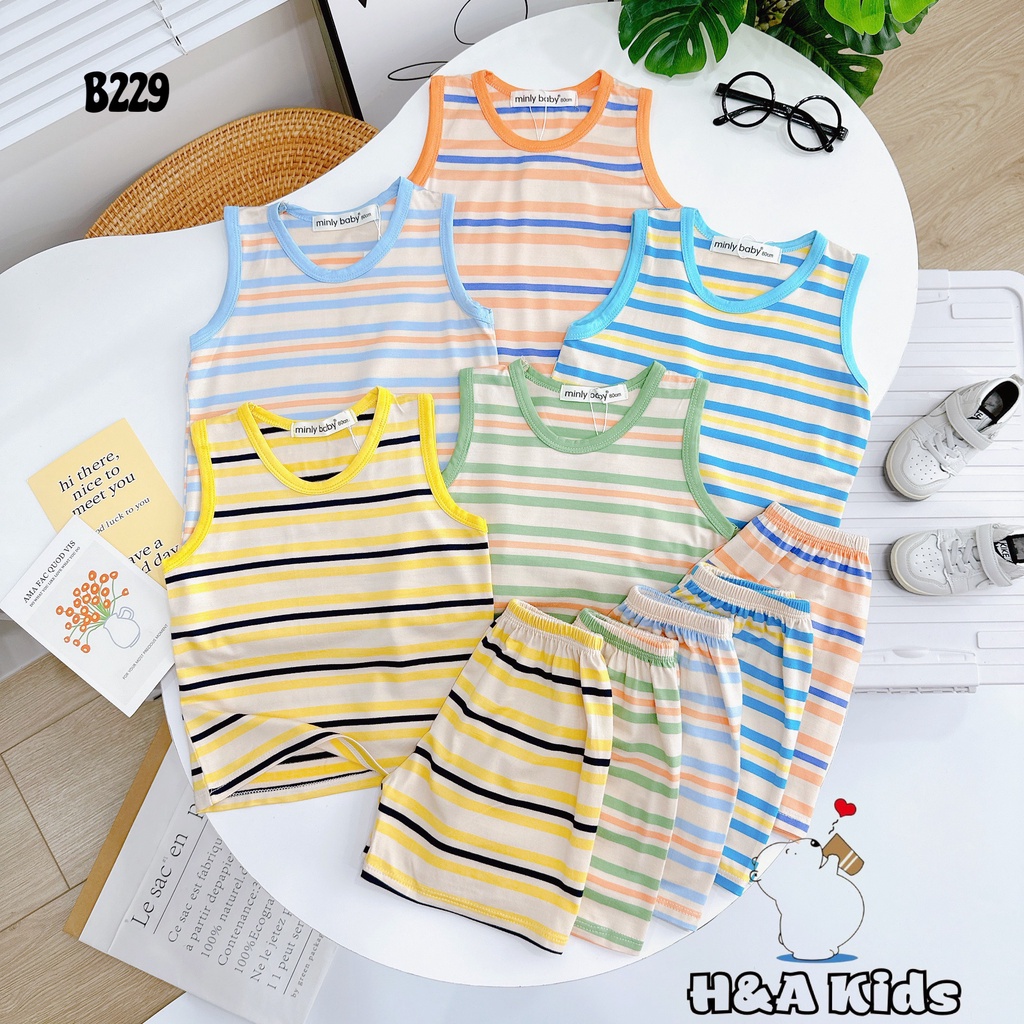 Bộ Ba Lỗ Sọc Minky Mom 7-18 Kg Cho Bé Trai Gái