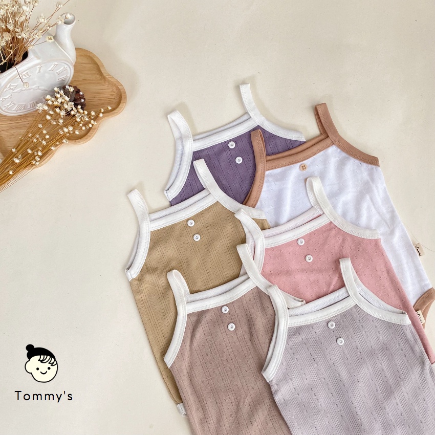 Body hai dây cho bé gái chất liệu thun thông hơi cotton Hàn siêu mềm mát TOMMY HOUSE