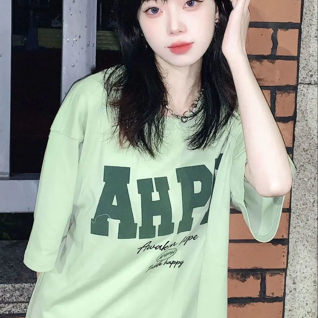 Bán Chạy Áo Thun 100% Không Xóa Siêu Hot Màu Trắng Nhạt Dáng Rộng Tay Ngắn In Chữ Phong Cách Đại Học Mỹ Cho Nữ