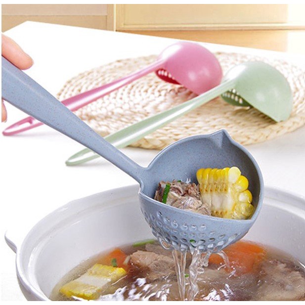 Vá vớt có lỗ và Vá múc canh tiện dụng, Muôi, muỗng thủng ăn lẩu, múc canh 2 trong 1 siêu tiện lợi
