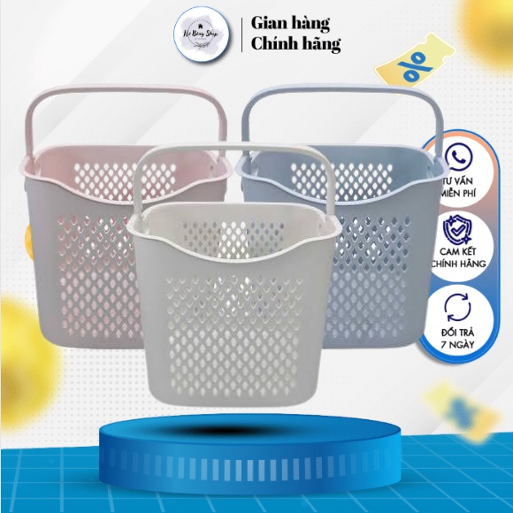 Giỏ Caro Cao, Giỏ Đựng Đồ Đa Năng Có Quai Xách Nhựa Việt Nhật, Giỏ Đựng Quần Áo Thiết Kế Hiện Đại (MS:3373) H2 Bông Shop