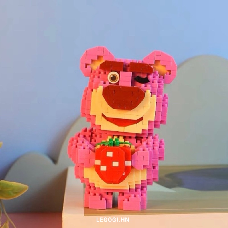Đồ chơi xếp hình Legogi GẤU LOTSO NHỎ mô hình trang trí bàn học bàn làm việc quà tặng sinh nhật quà tặng bạn gái