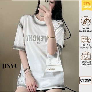 Áo thun tay lỡ unisex, quynh.anh.1992 Áo phông nam nữ loang viền màu trắng cực hot