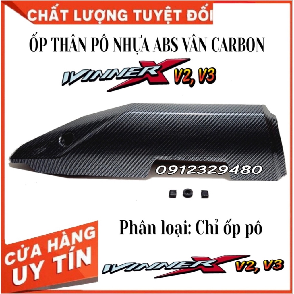 Bộ ốp pô và chụp đuôi pô nhựa ABS vân carbon Gắn Honda Winner X V2, V3 Từ Năm 2019 Đến 2023 (ảnh tự chụp)