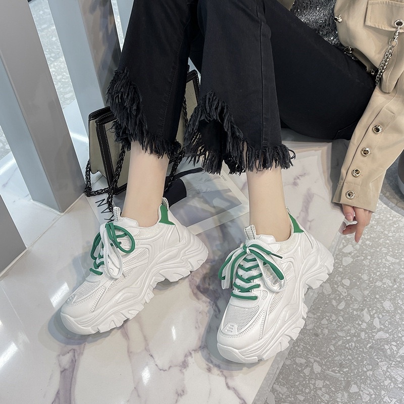 Giày thể thao nữ đế dày ulzzang hàn quốc, đế cao 6cm, có lưới thoáng khí đi êm chân thích với mùa hè