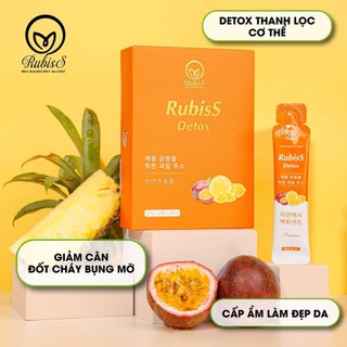 Rubiss Detox Giảm Cân Hộp 12 Gói Chính Hãng - Rubiss Apple Juice Detox 15 Gói Tặng Kèm Viên Saffron Nghệ 15 Gói