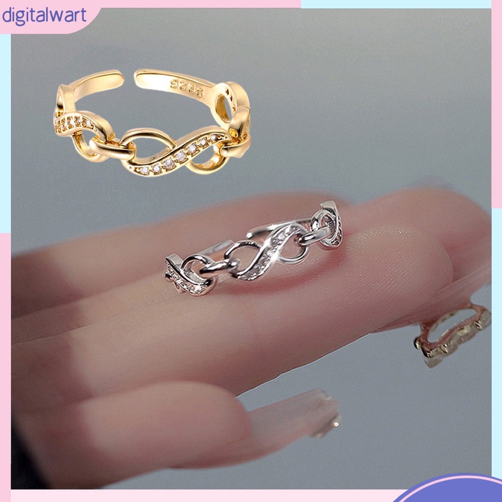 Nhẫn Hở Khắc Số 8 Vô Cực Đính Đá Lấp Lánh Thời Trang Có Thể Điều Chỉnh Cho Nữ