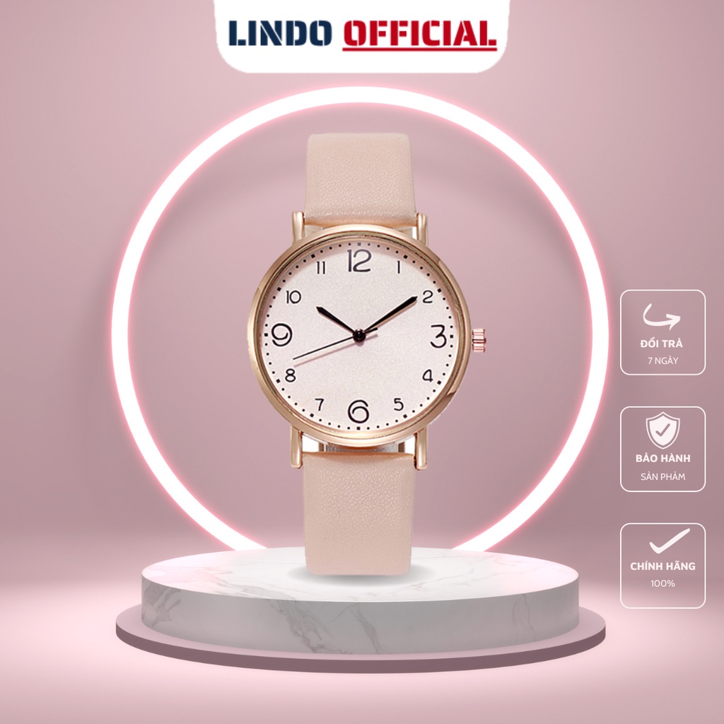 Đồng hồ nữ đẹp dây da chính hãng thời trang D-ZINER giá rẻ mặt tròn cao cấp ND10