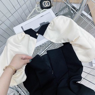 Váy cát hàn phối voan lụa cut out lưng siêu đẹp