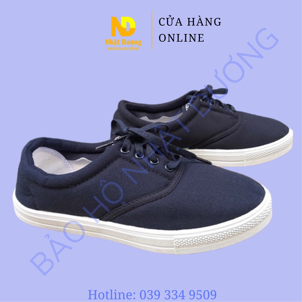 Giày vải ASIA màu xanh cột dây siêu bền, Giày bata vải cột dây ASIA màu xanh đen