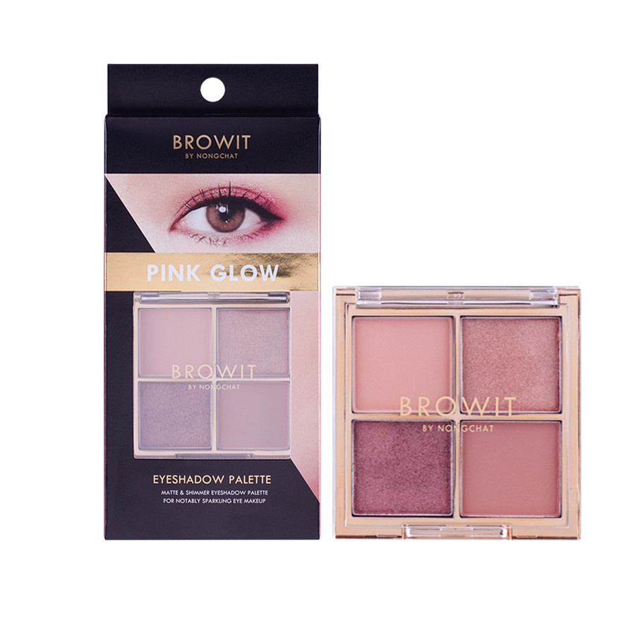 Bảng phấn mắt 4 màu Nongchat, kết cấu mờ, ánh nhũ, mịn, lâu trôi, dễ blend  Browit Eyeshadow Palette -auth Thai