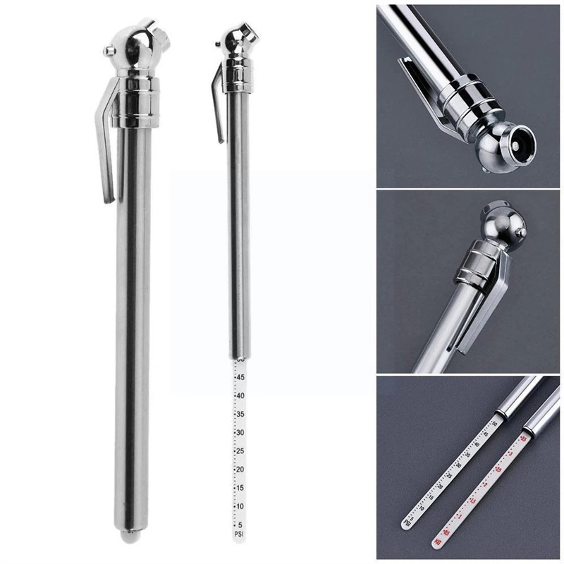 1 Bút Đo Áp Suất Lốp Xe Hơi Hình Cây Bút Bằng Thép Không Gỉ