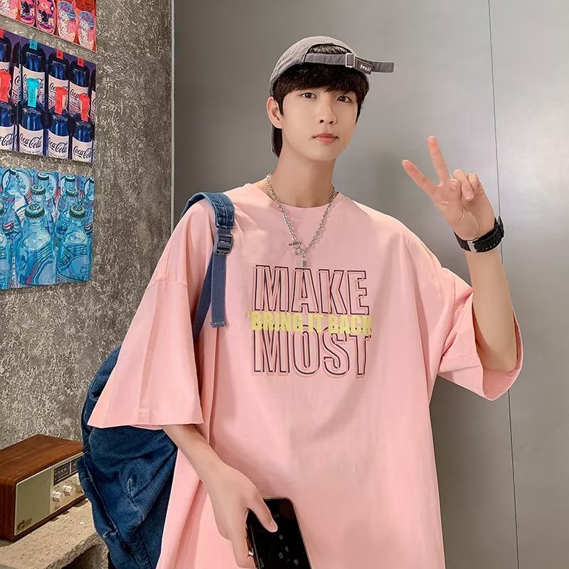 Áo Thun Tay Ngắn Cổ Tròn In Họa Tiết Thời Trang Phong Cách Hàn Quốc Cho Nam Size M-5XL