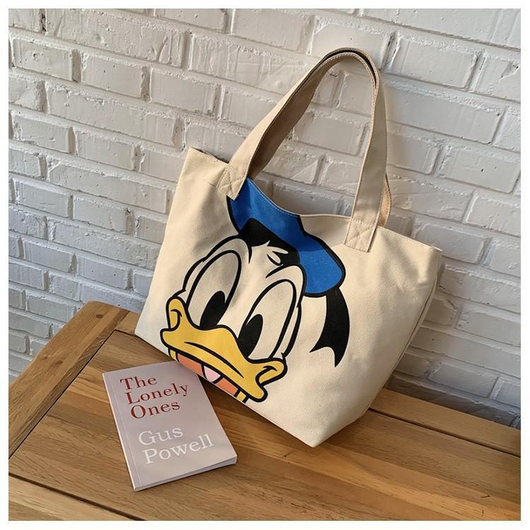 Túi Tote Đeo Vai / Xách Tay Bằng Vải Bạt Sức Chứa Lớn In Họa Tiết Hoạt Hình Mickey / Vịt Donald Thời Trang 20